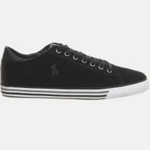 Polo by Ralph Lauren Men’s Black Harvey Suede Low Top Logo Casual Shoes 10